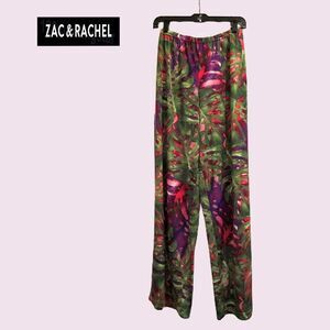 ZAC & RACHEL NEW Bohemian Abstract-Watercolor Relaxed Palazzo Pant L